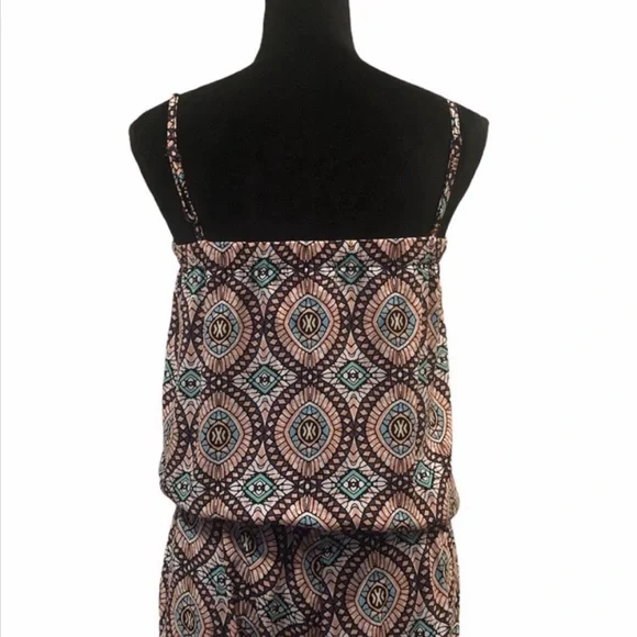 Molly Bracken abstract Print spaghetti strap elastic waist jumpsuit size small - Picture 9 of 10